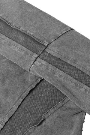 Concert Outfit Washed Raw Edge Split Oversized T-Shirt