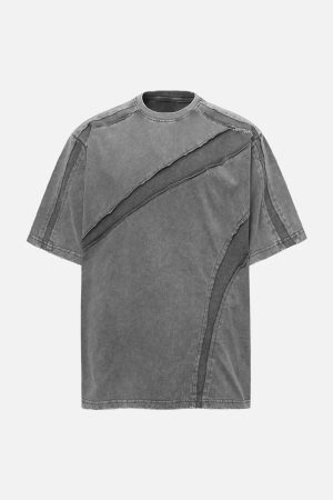 Concert Outfit Washed Raw Edge Split Oversized T-Shirt