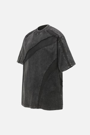 Concert Outfit Washed Raw Edge Split Oversized T-Shirt