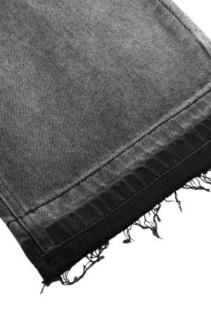 Concert Outfit Washed Raw Edge Straight Jeans