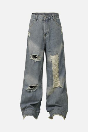 Concert Outfit Washed Ripped Baggy Jeans