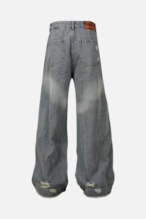 Concert Outfit Washed Ripped Baggy Jeans