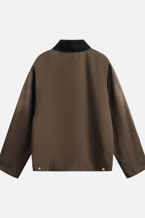 Concert Outfit Washed Ripped Gradient Zip Up Work Jacket