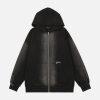 Concert Outfit Washed Ripped Zip Up Hoodie