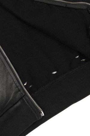 Concert Outfit Washed Ripped Zip Up Hoodie