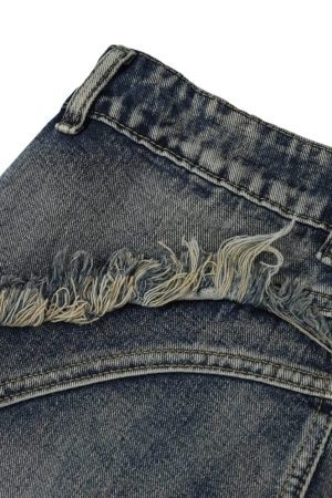 Concert Outfit Washed Side Pocket Raw Edge Baggy Jeans