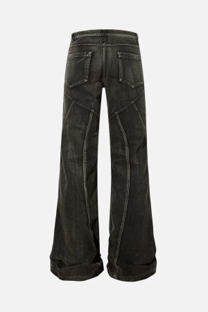 Concert Outfit Washed Split Design Hip-Hop Horn Jeans