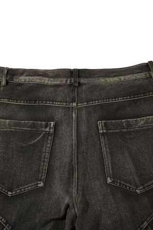 Concert Outfit Washed Split Design Hip-Hop Horn Jeans