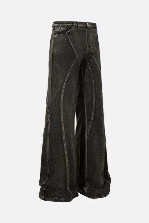 Concert Outfit Washed Split Design Hip-Hop Horn Jeans