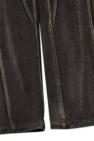 Concert Outfit Washed Split Design Hip-Hop Horn Jeans