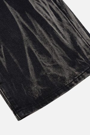 Concert Outfit Washed Stained Wide-Leg Jeans