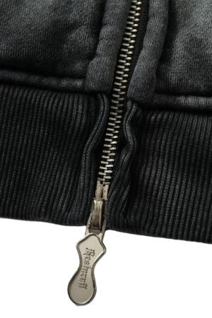 Concert Outfit Washed Star Print Full Zipper Hoodie