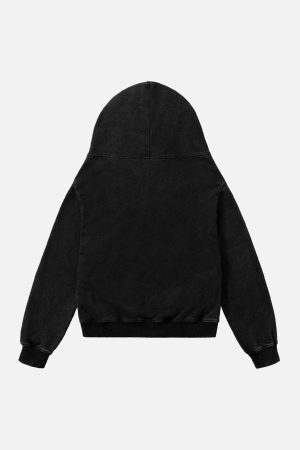 Concert Outfit Washed Star Print Full Zipper Hoodie