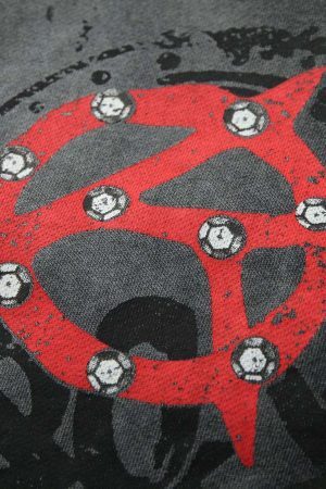 Concert Outfit Washed Star Print Full Zipper Hoodie