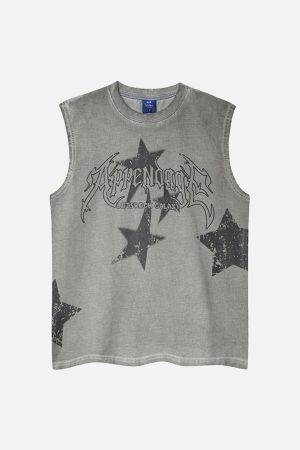 Concert Outfit Washed Star Print Vest