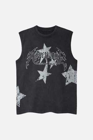 Concert Outfit Washed Star Print Vest