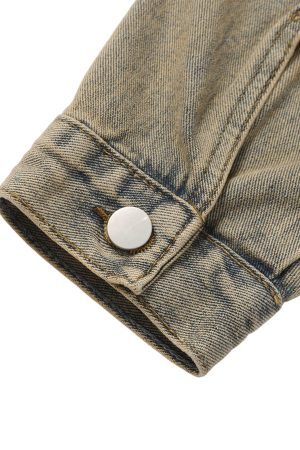 Concert Outfit Washed Vintage Letter Print Denim Jacket