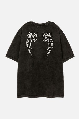 Concert Outfit Washed Wings Print Tee