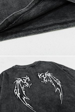 Concert Outfit Washed Wings Print Tee