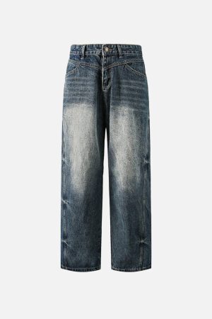 Concert Outfit Washed Wrinkle Loose Jeans