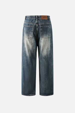 Concert Outfit Washed Wrinkle Loose Jeans