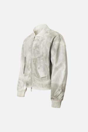 Concert Outfit Wasteland Dirty Dyed Leather Bomber Jacket