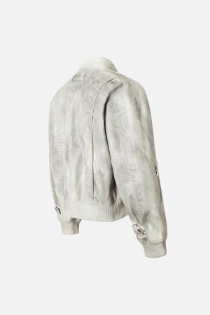 Concert Outfit Wasteland Dirty Dyed Leather Bomber Jacket