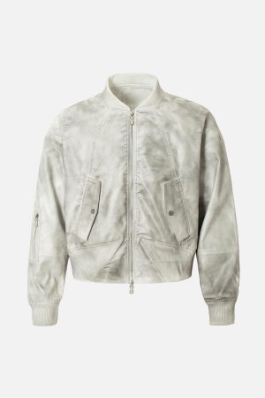 Concert Outfit Wasteland Dirty Dyed Leather Bomber Jacket