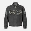 Concert Outfit Wasteland Embroidered Print Rivet Denim Jacket