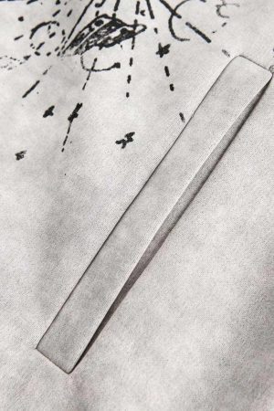 Concert Outfit Wasteland Patchwork Graffiti Zip Up Jacket