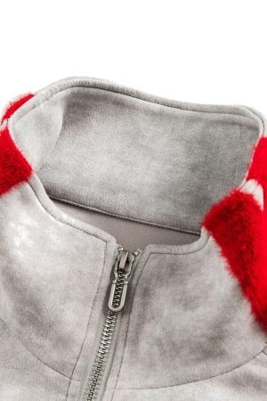 Concert Outfit Wasteland Patchwork Graffiti Zip Up Jacket