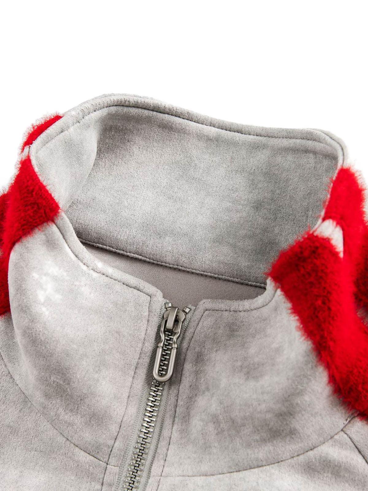 Concert Outfit Wasteland Patchwork Graffiti Zip Up Jacket Concert Outfit Wasteland Patchwork Graffiti Zip Up Jacket