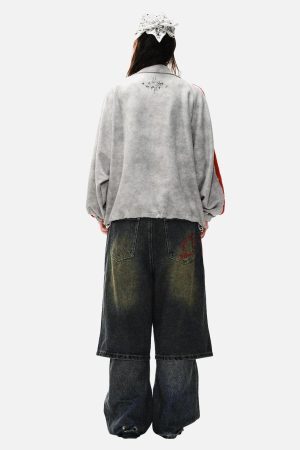 Concert Outfit Wasteland Patchwork Graffiti Zip Up Jacket