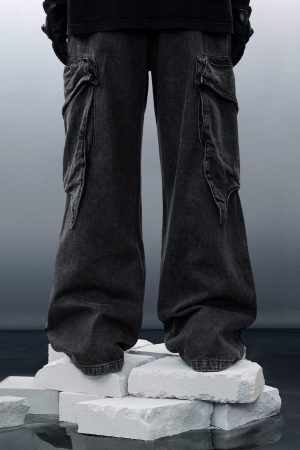 Concert Outfit Wasteland Punk Washed Wide Leg Jeans