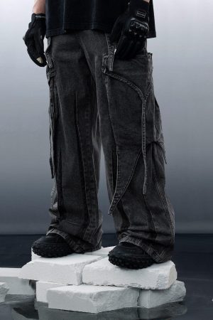 Concert Outfit Wasteland Punk Washed Wide Leg Jeans