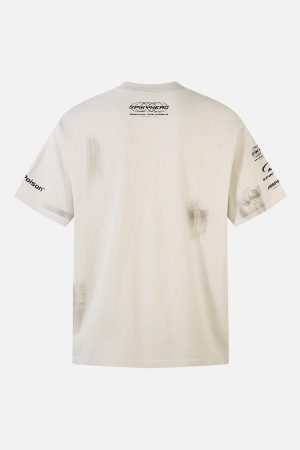 Concert Outfit Wasteland Style Heavy Dirty Dyed Print T-Shirt