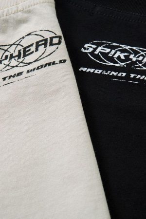 Concert Outfit Wasteland Style Heavy Dirty Dyed Print T-Shirt