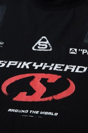 Concert Outfit Wasteland Style Heavy Dirty Dyed Print T-Shirt