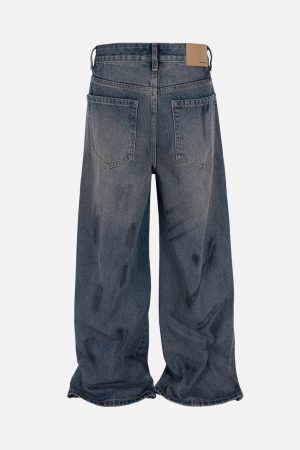 Concert Outfit Wasteland Style Ink Splash Baggy Jeans