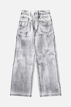 Concert Outfit Wasteland Style Niche Design Dirty White Loose Jeans