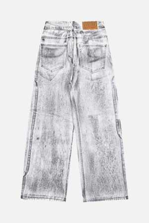 Concert Outfit Wasteland Style Niche Design Dirty White Loose Jeans