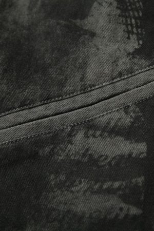 Concert Outfit Wasteland Style Portrait Print Patchwork Barn Jacket