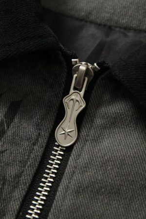 Concert Outfit Wasteland Style Portrait Print Patchwork Barn Jacket