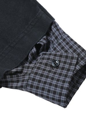 Concert Outfit Wasteland Style Retro Washed Faux Two-Piece Shirt