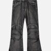 Concert Outfit Wasteland Style Washed Distressed Pleated Flare Jeans