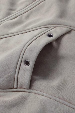 Concert Outfit Wasteland Style Washed Zipper Up Sweatshirt