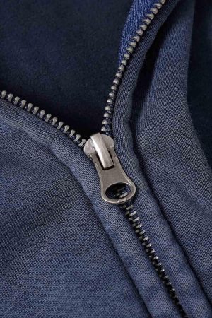 Concert Outfit Wasteland Style Washed Zipper Up Sweatshirt