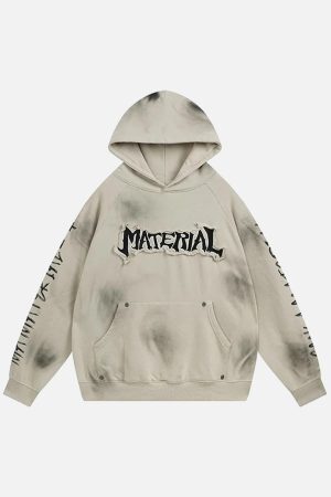 Concert Outfit Wasteland Washed Patched Embroidered Hoodie