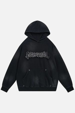 Concert Outfit Wasteland Washed Patched Embroidered Hoodie