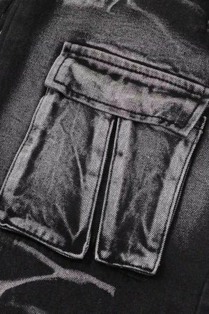 Concert Outfit Water Ripple Multi-Pocket Cargo Jeans